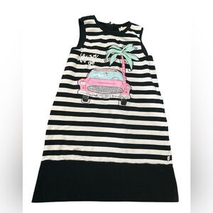 KATE SPADE “off we go” black and white striped graphic girl’s shirt dress size 7